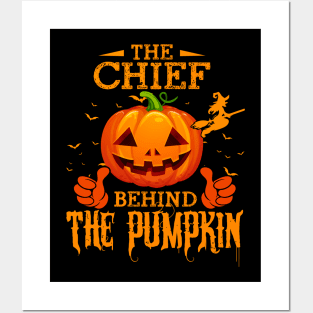 Mens The CHEF Behind The Pumpkin T shirt Funny Halloween T Shirt_CHIEF Posters and Art